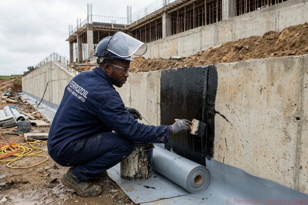 Retaining wall waterproofing by Ferrozoil